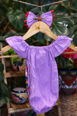 Handmade Mexican Embroidered Floral Baby Onesie – Lavender