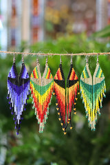 Assorted cascade fringe seed bead earrings handcrafted in Mexico.
