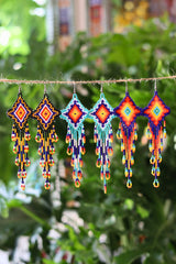 Assorted diamond seed bead earrings handcrafted in Mexico.