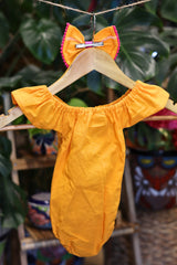 Handmade Mexican Embroidered Floral Baby Onesie – Yellow